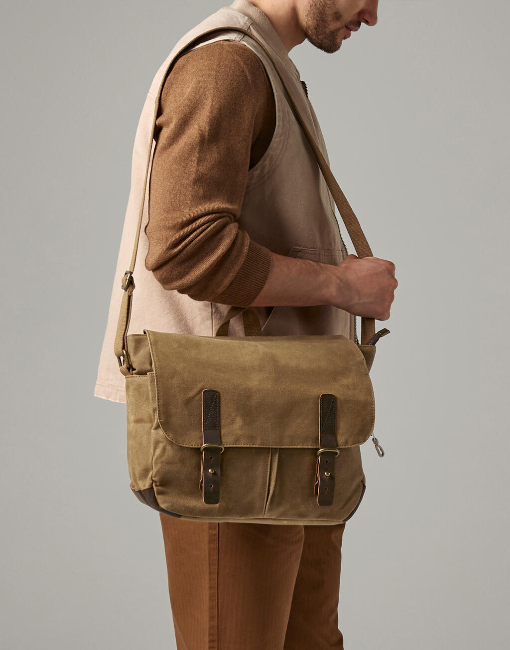 Heritage Waxed Canvas Messenger - Vue 2