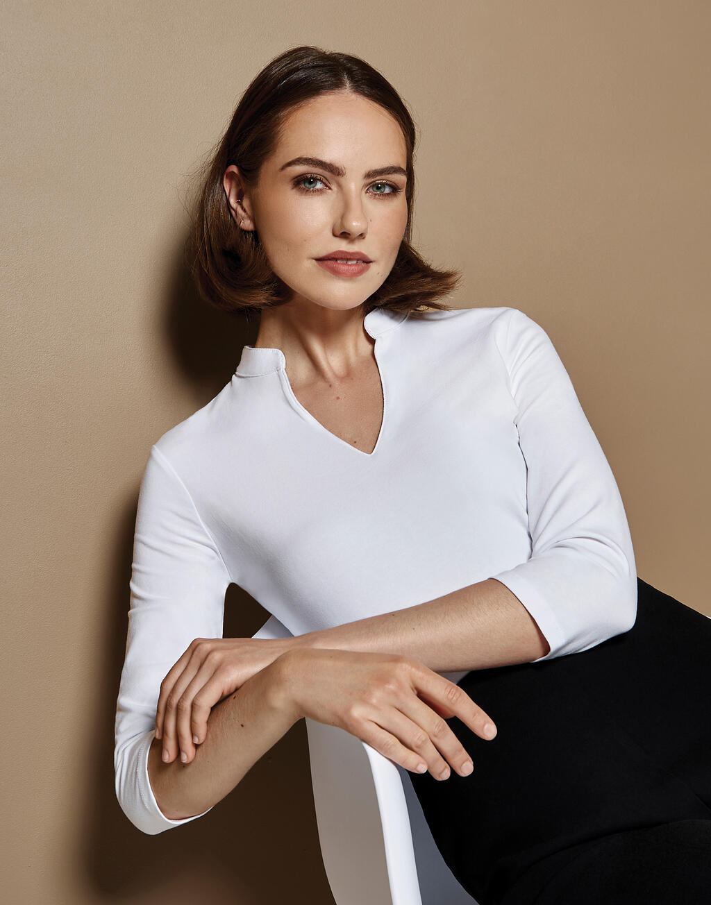 Regular Fit Mandarin Collar Top - Vue 3