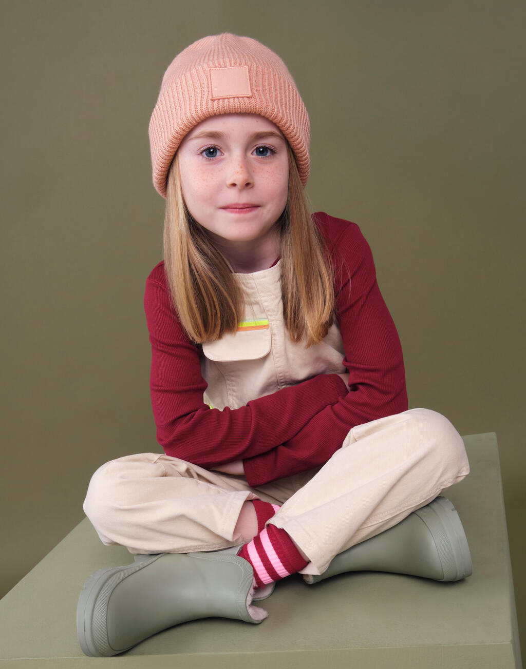 Kids Deep Cuffed Tonal Patch Beanie - Vue 3