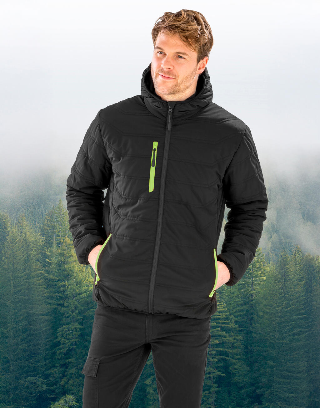 Black Compass Padded Winter Jacket - Vue 2
