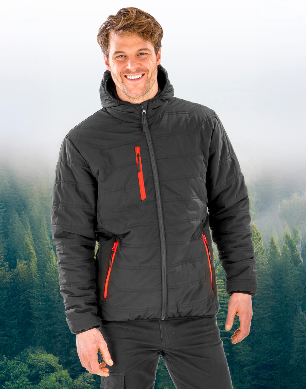 Black Compass Padded Winter Jacket - Vue 5