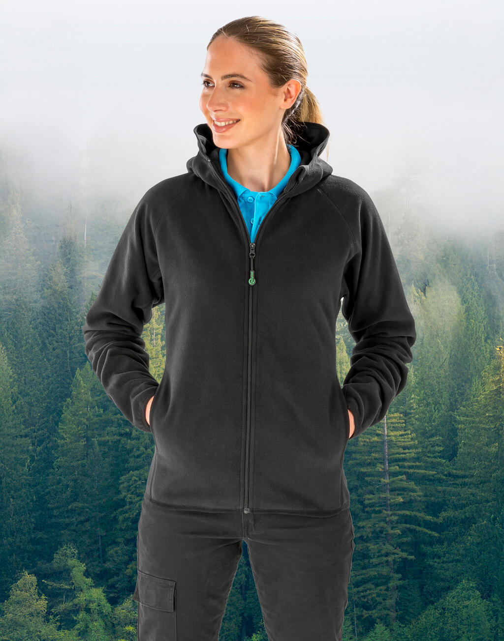 Hooded Recycled Microfleece Jacket - Vue 2