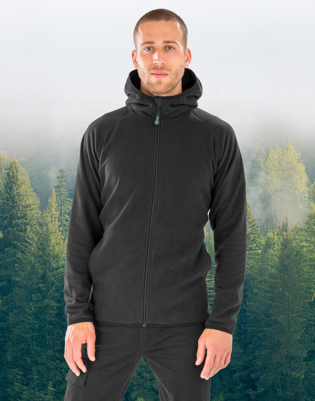 Hooded Recycled Microfleece Jacket - Vue 3
