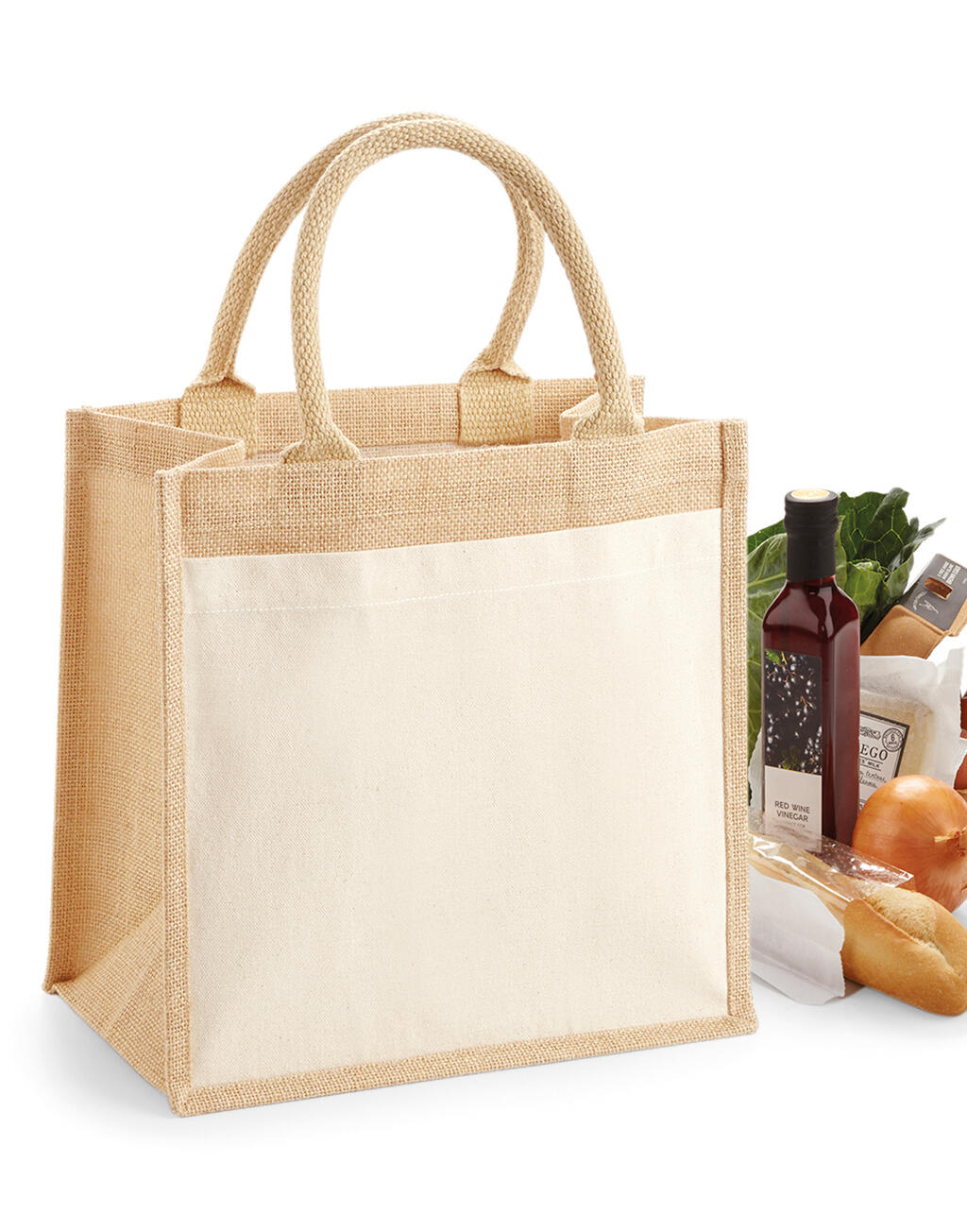 Cotton Pocket Jute Midi Tote - Vue 3