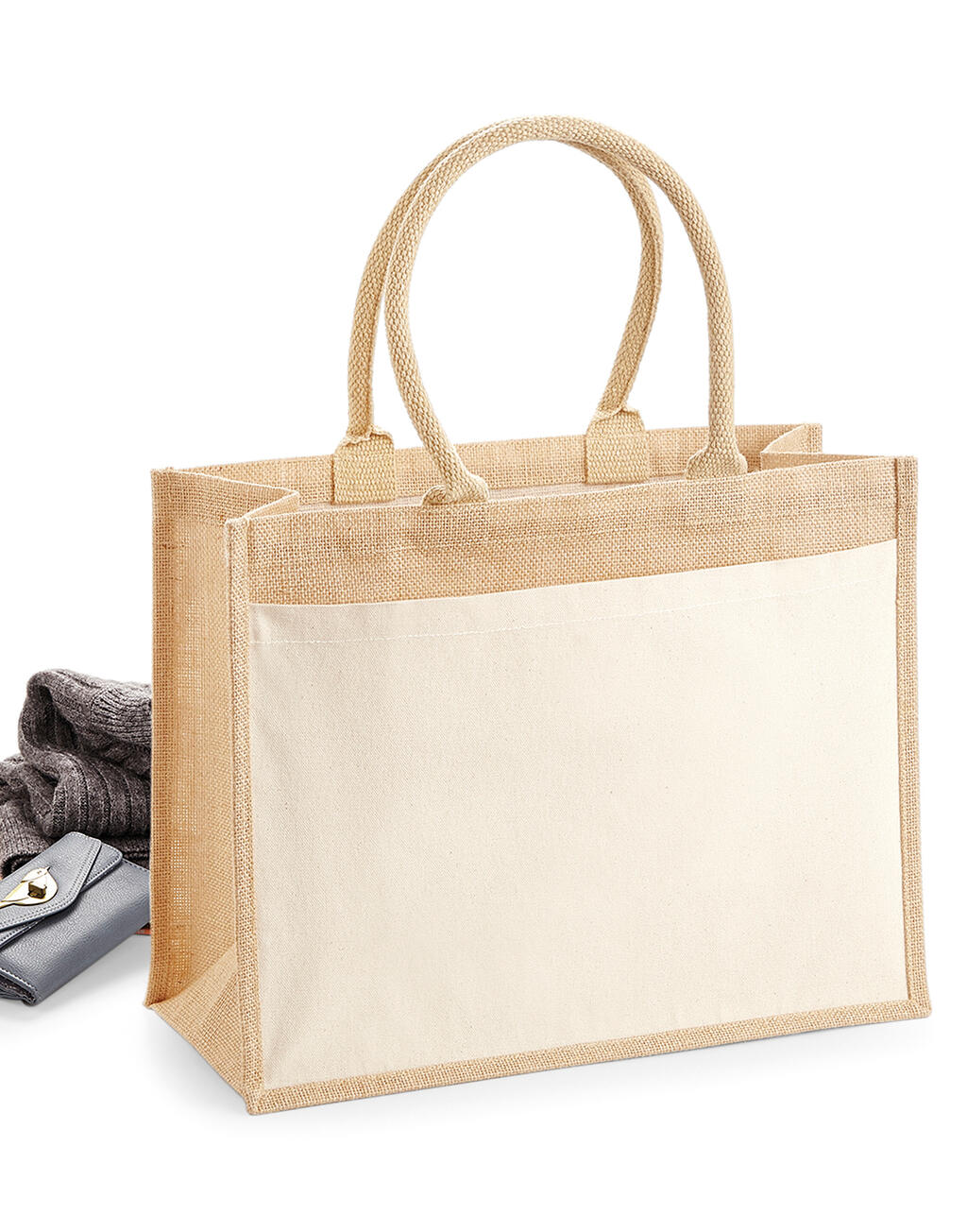 Cotton Pocket Jute Shopper - Vue 5