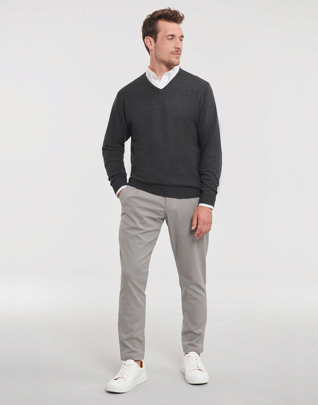 Men's V-Neck Knitted Pullover - Vue 4
