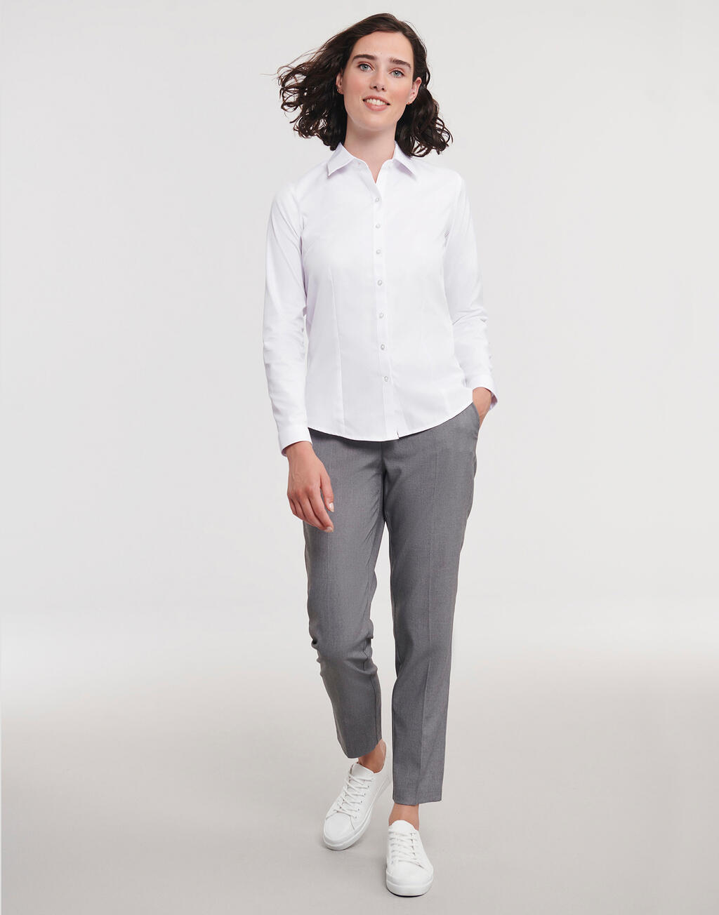 Ladies' LS Herringbone Shirt - Vue 3