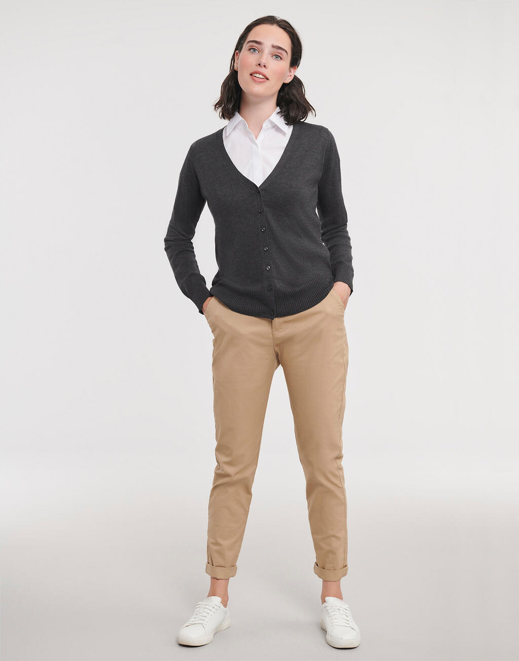 Ladies’ V-Neck Knitted Cardigan - Vue 3
