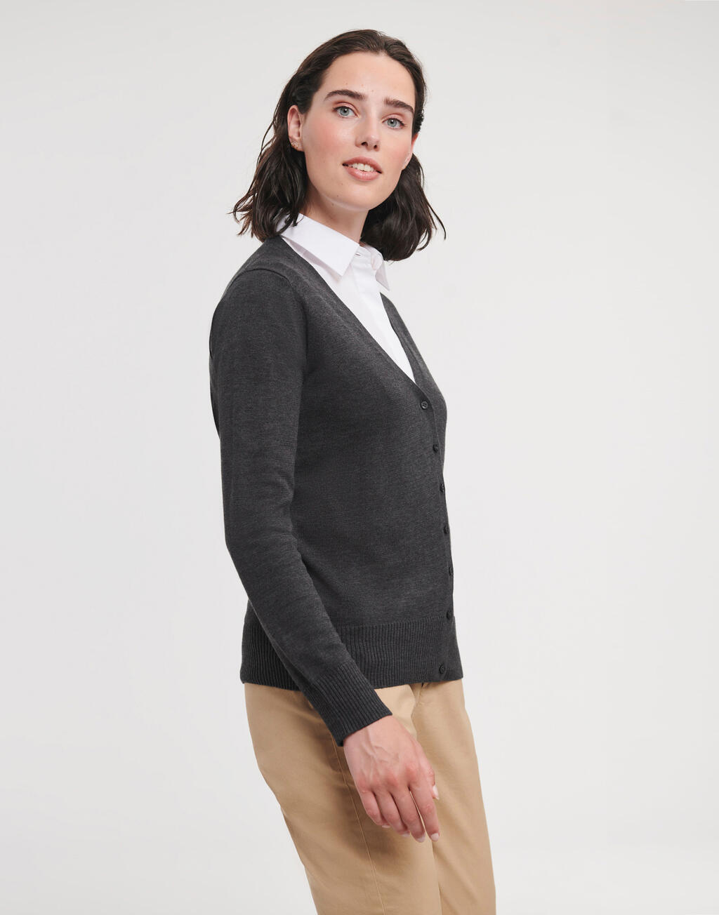 Ladies’ V-Neck Knitted Cardigan - Vue 4