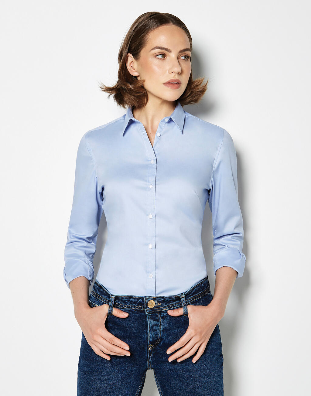 Women's Tailored Fit Stretch Oxford Shirt LS - Vue 2