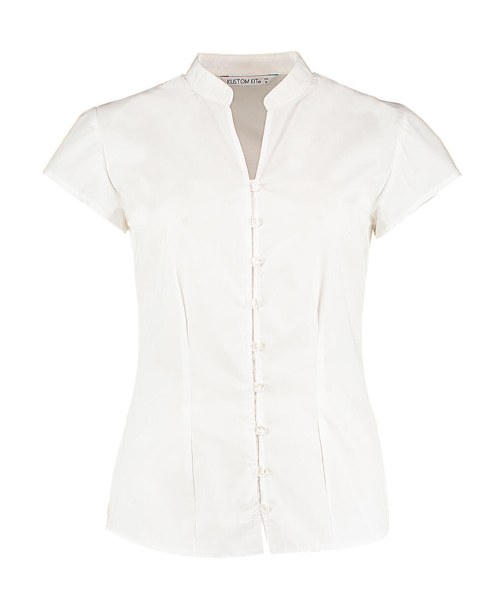 Women's Tailored Fit Mandarin Collar Blouse SSL - Vue 2