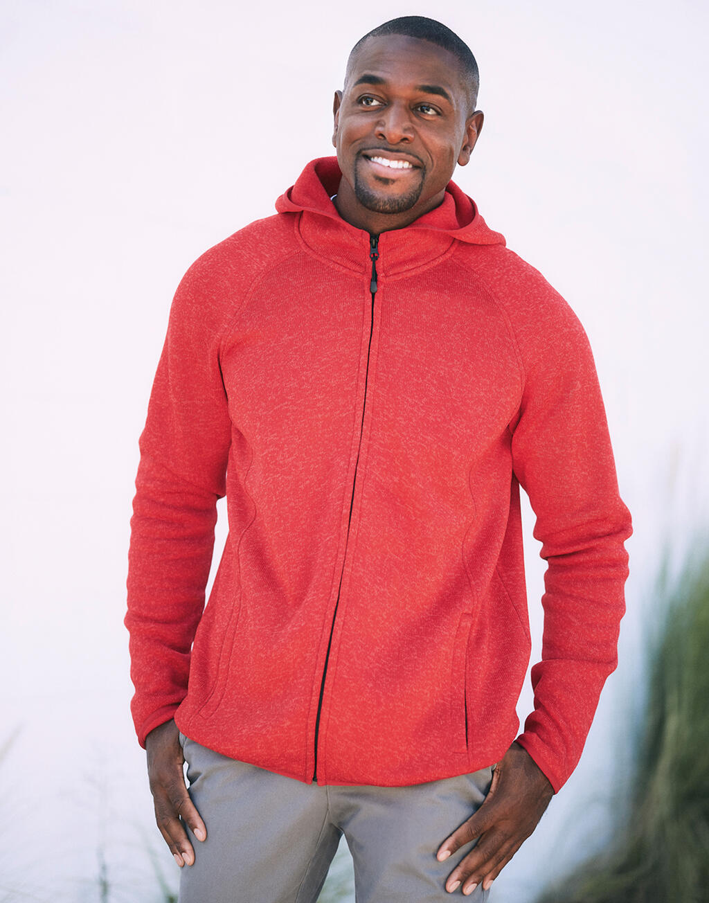 Lux Hooded Knit Fleece Jacket for men - Vue 2