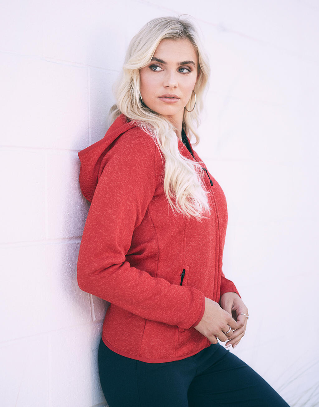 Lux Hooded Knit Fleece Jacket for women - Vue 2