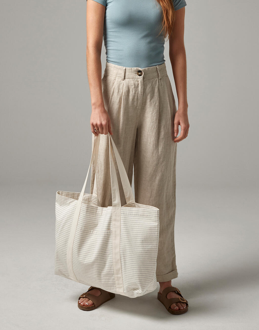 Striped Organic Cotton Shopper - Vue 4