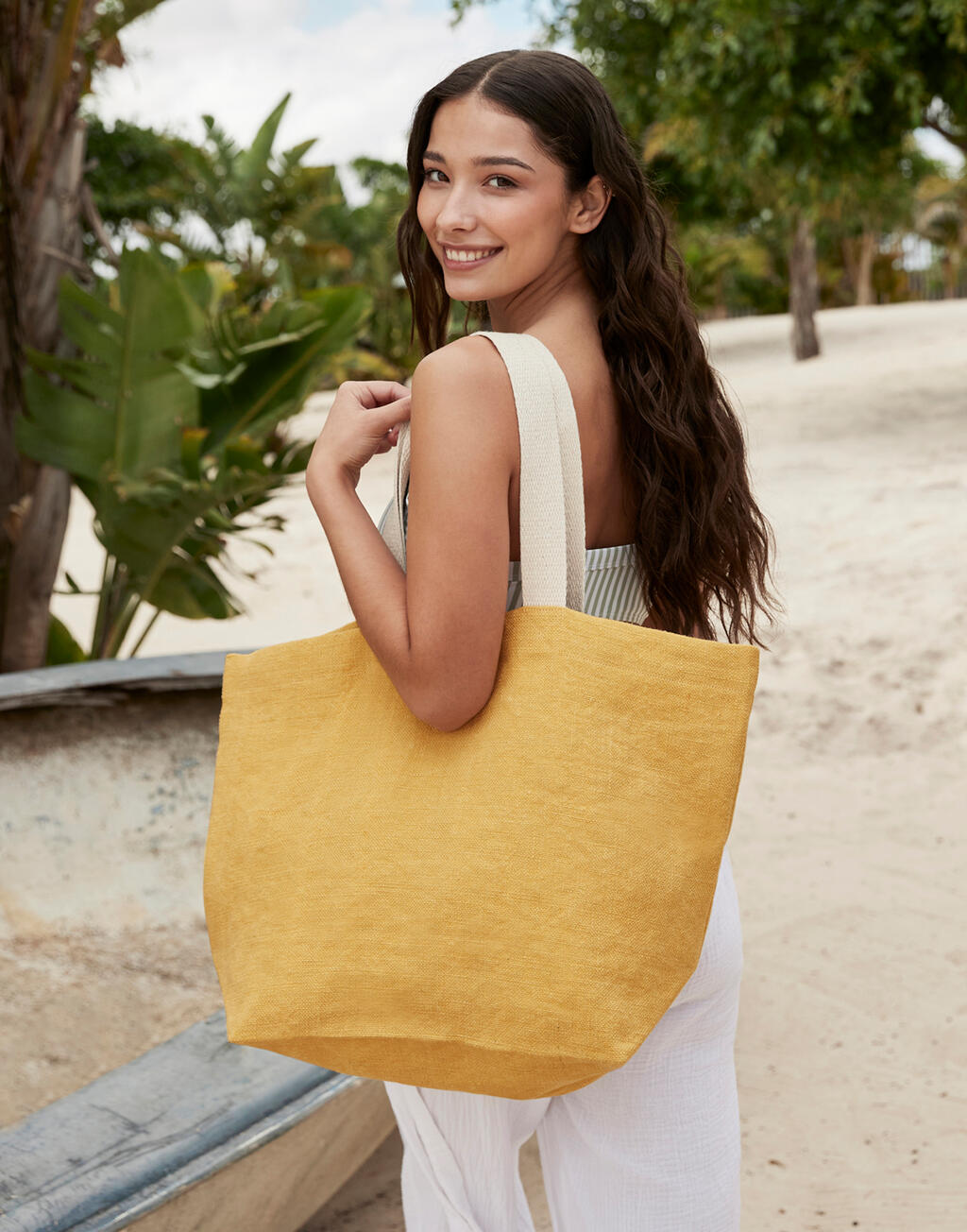 Soft Washed Jute Beach Bag - Vue 2
