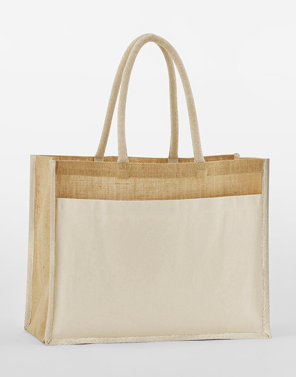 Cotton Pocket Natural Starched Jute Shopper - Vue 5
