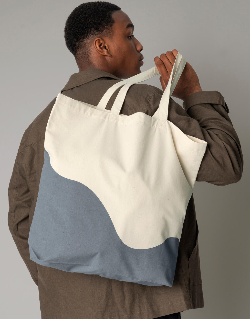 Organic Cotton Wave Print Maxi Tote - Vue 3