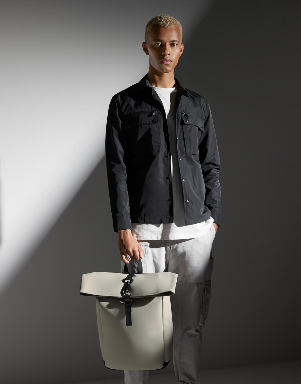 Matte PU Rolltop Backpack - Vue 2