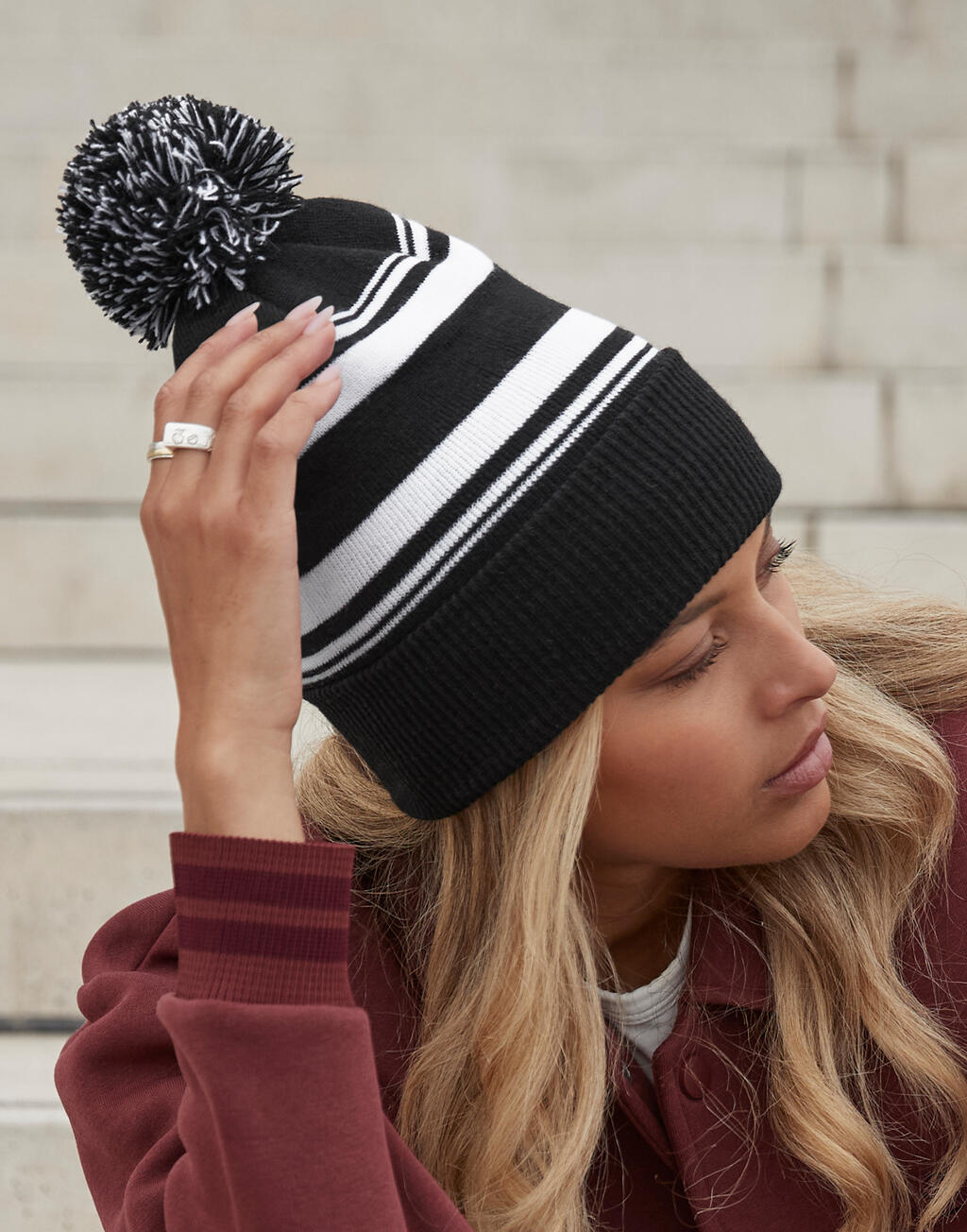 Striped Fan Beanie - Vue 3
