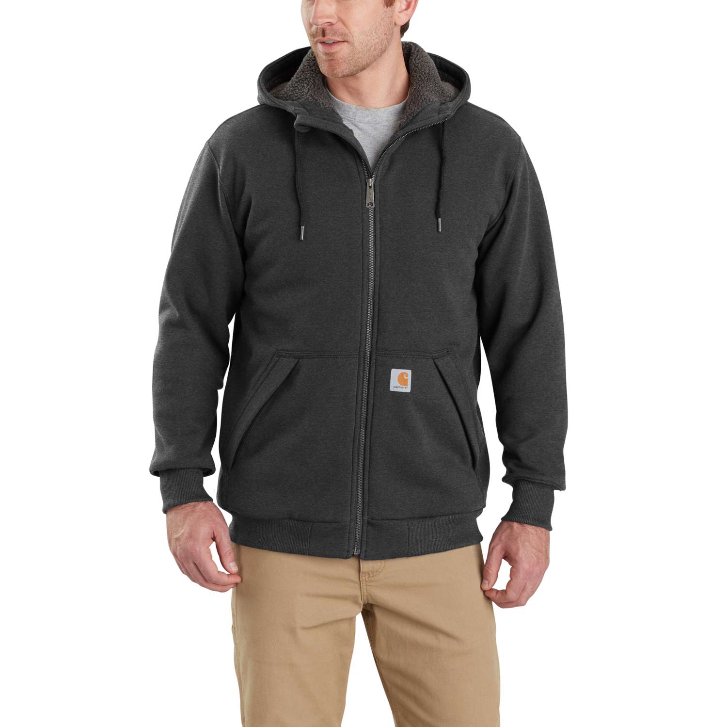 Rain Defender™ Relaxed Fit Midweight Sherpa-Lined Full-Zip Sweatshirt - Vue 2
