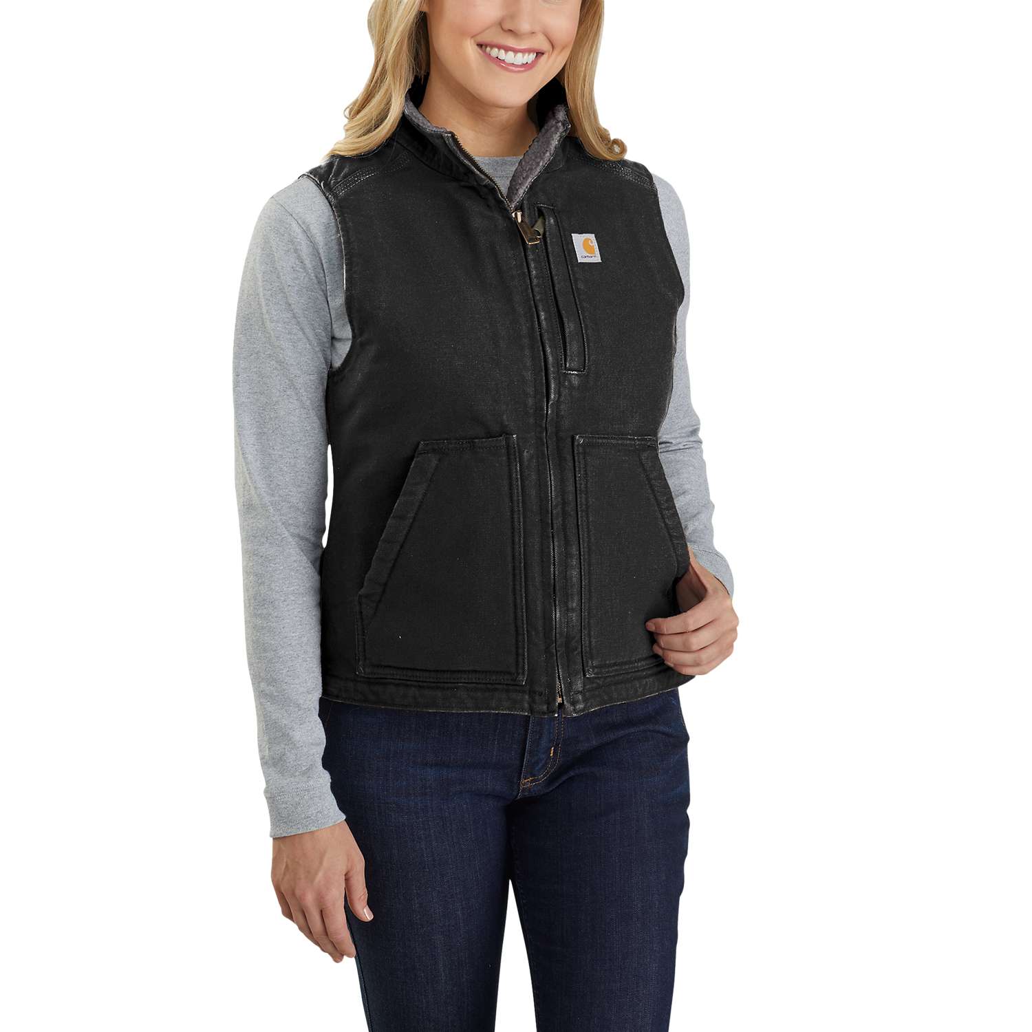 Washed Duck Mock Neck Vest - Vue 3
