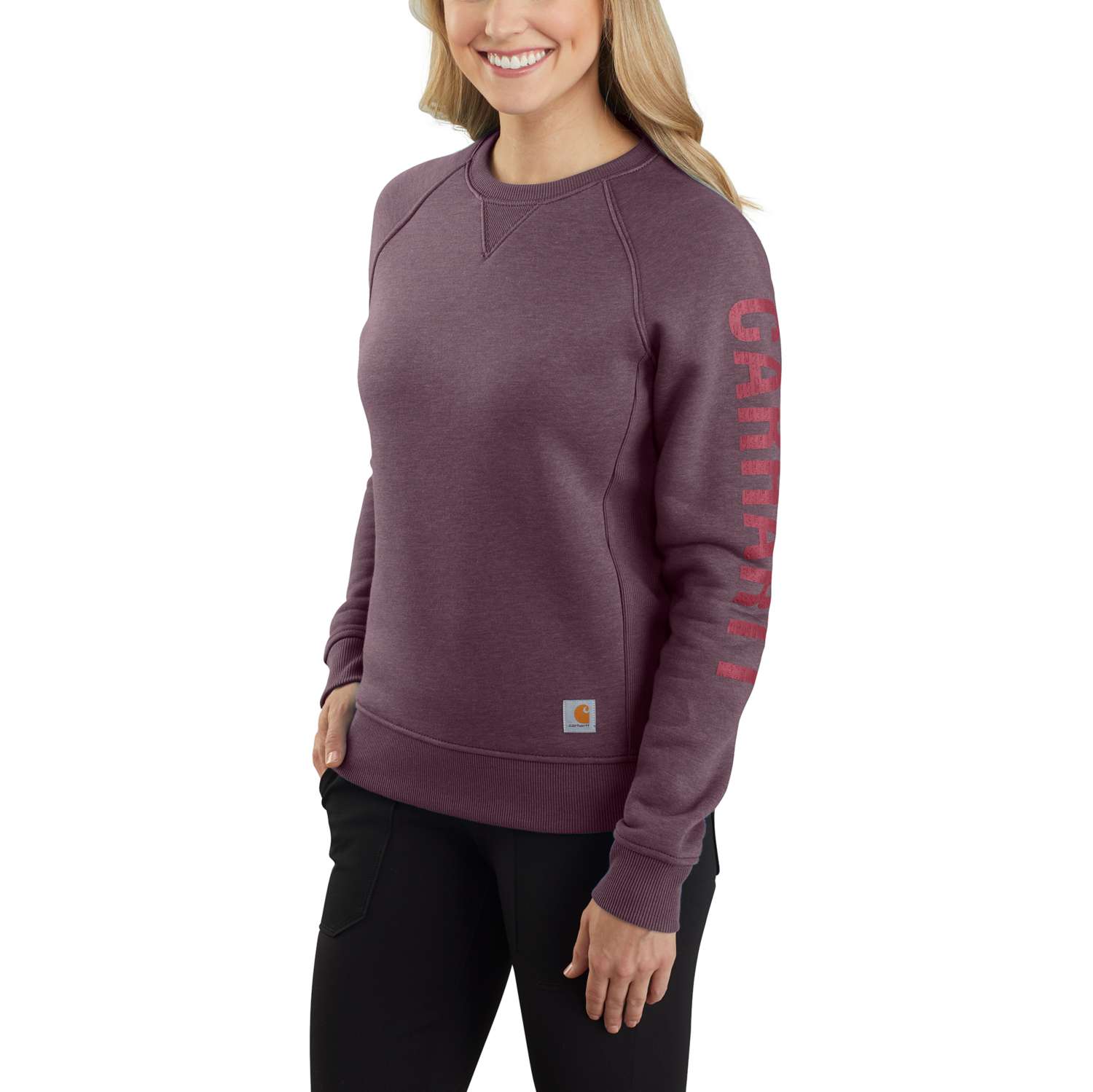 Relaxed Fit Midweight Crewneck Block Logo Sleeve Graphic Sweatshirt - Vue 2