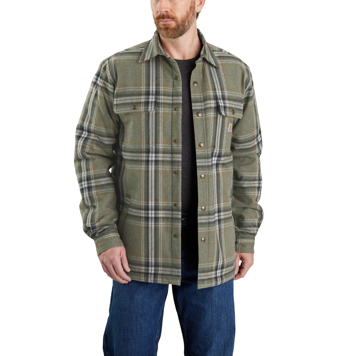 Relaxed Fit Heavyweight Flannel Sherpa-Lined Shirt Jac - Vue 3