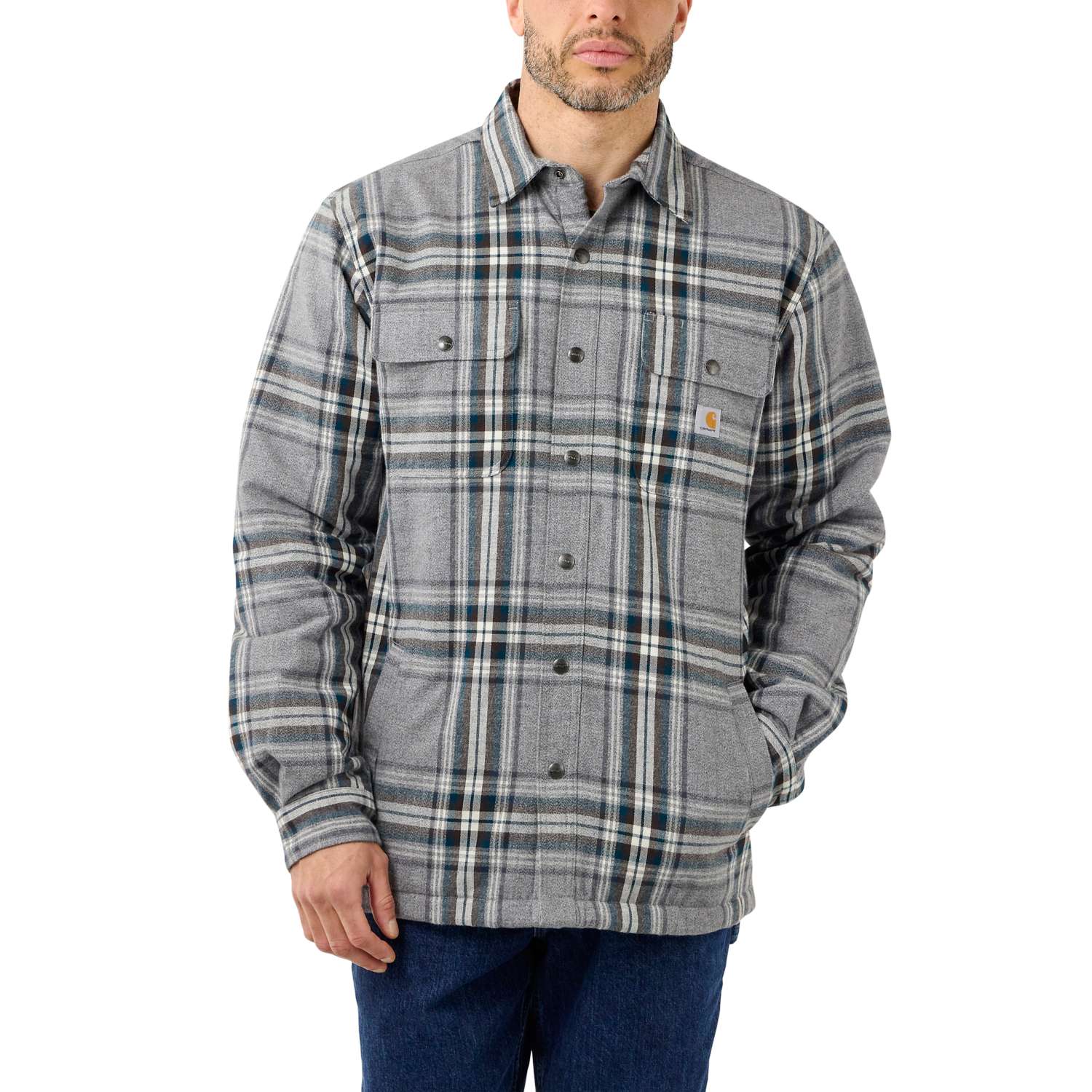 Relaxed Fit Heavyweight Flannel Sherpa-Lined Shirt Jac - Vue 2