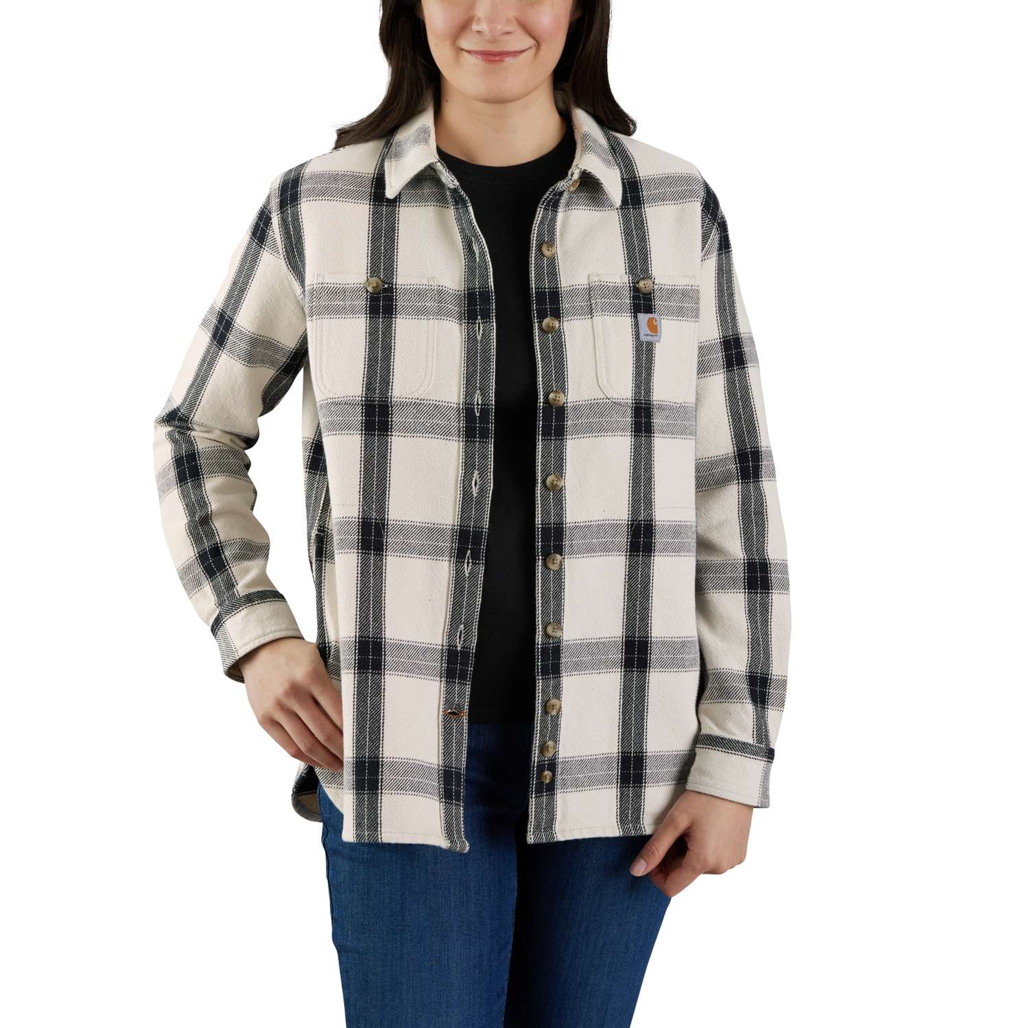 Loose Fit Heavyweight Twill Long-Sleeve Plaid Shirt - Vue 2