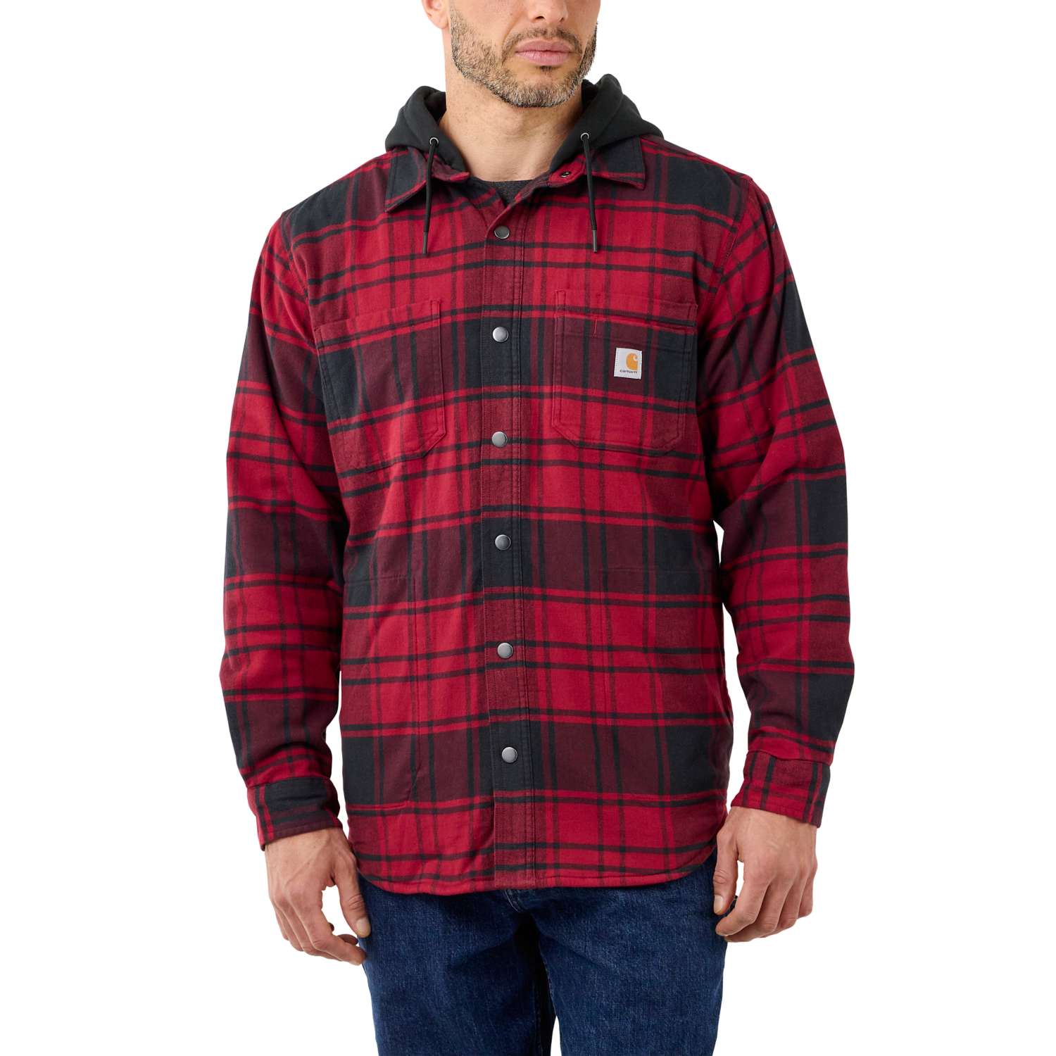 Rugged Flex™ Relaxed Fit Flannel Fleece Lined Hooded Shirt Jac - Vue 2