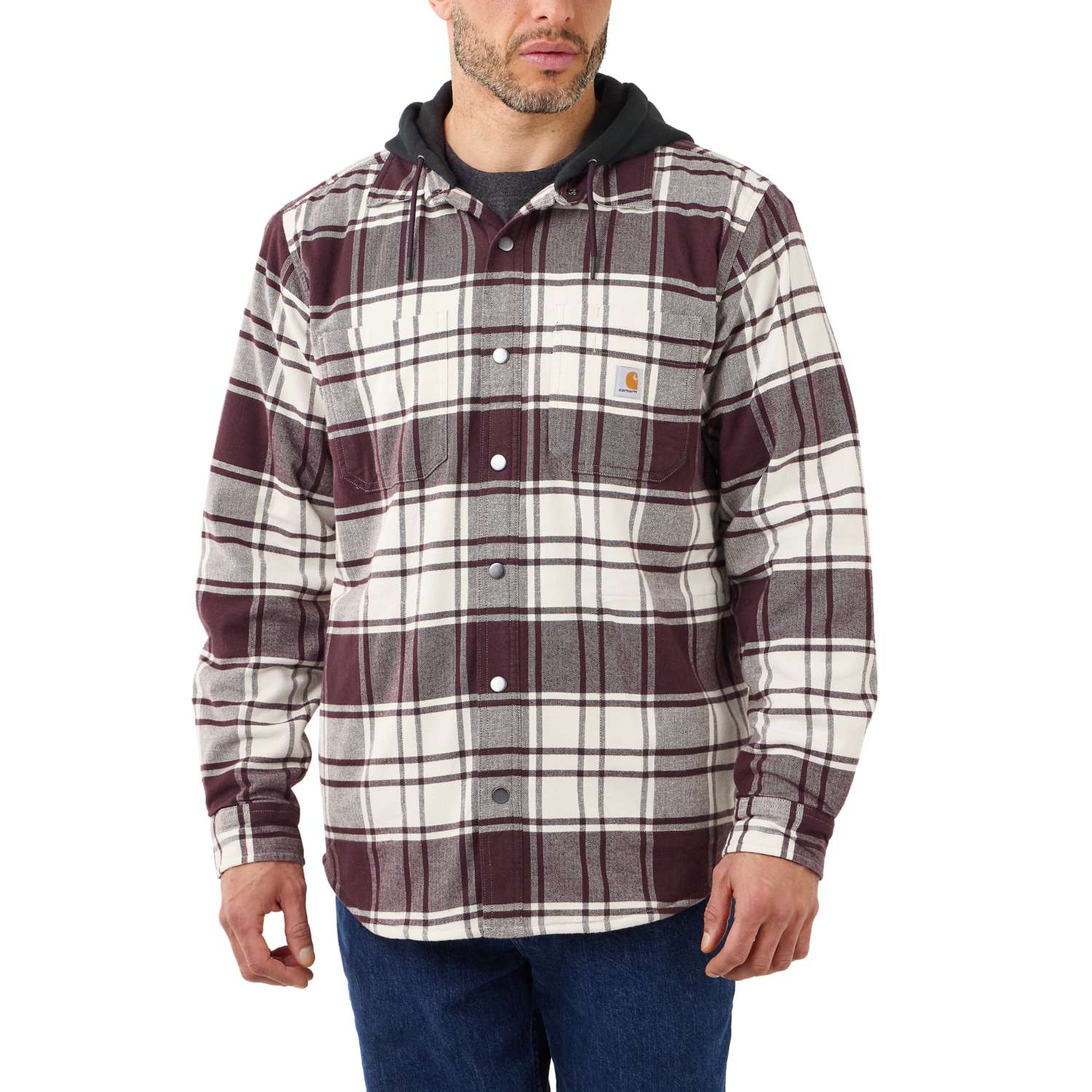 Rugged Flex™ Relaxed Fit Flannel Fleece Lined Hooded Shirt Jac - Vue 3