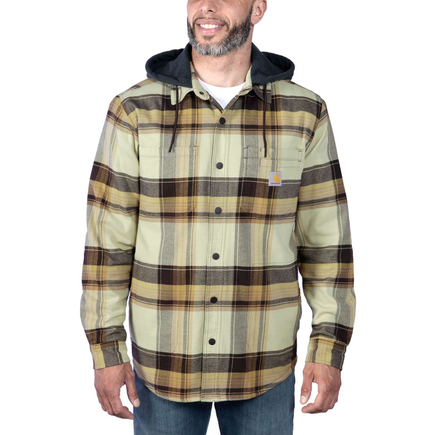 Rugged Flex™ Relaxed Fit Flannel Fleece Lined Hooded Shirt Jac - Vue 2