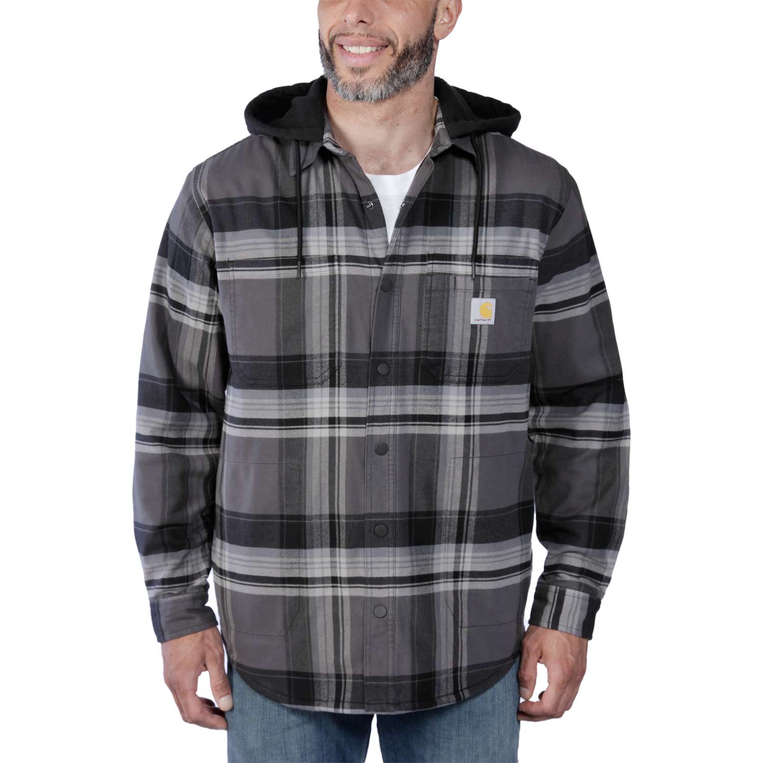 Rugged Flex™ Relaxed Fit Flannel Fleece Lined Hooded Shirt Jac - Vue 3