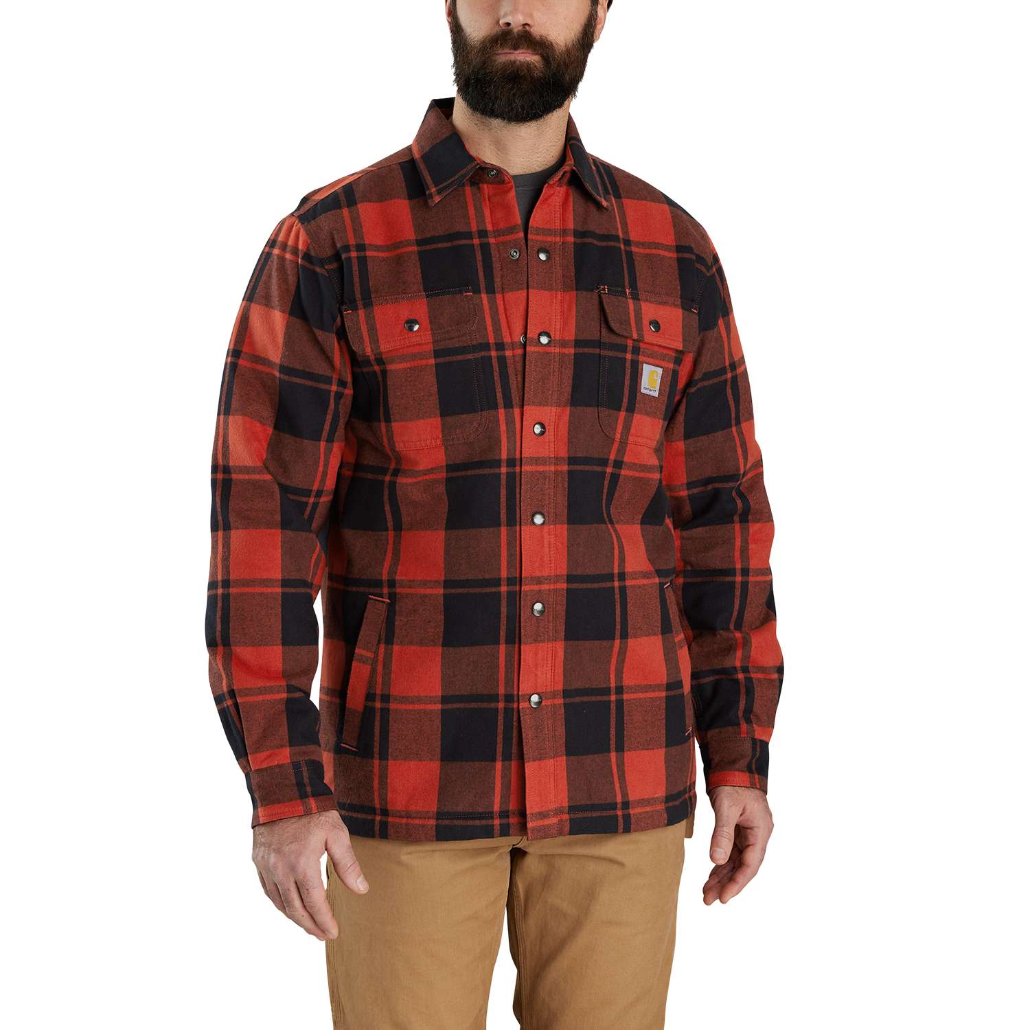 Relaxed Fit Heavyweight Flannel Sherpa-Lined Shirt Jac - Vue 4